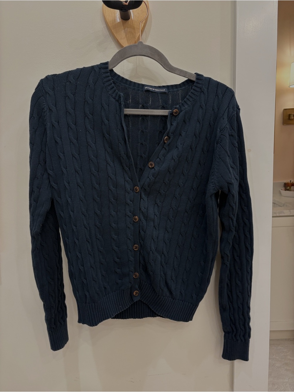 Brandy Melville Navy Cable Knit Button-Front Cardigan
